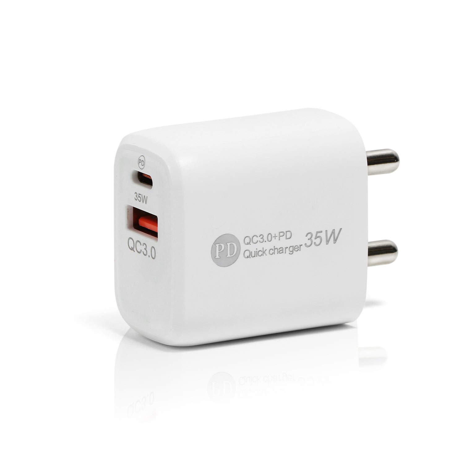 Runixx 35 W 3 A Multiport Mobile Charger with Detachable Cable (White, Cable Included)
