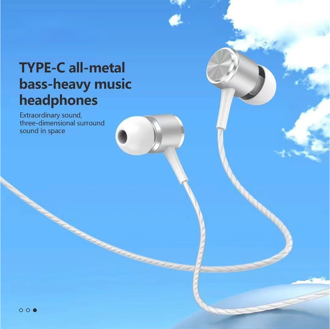 Runixx TYPE C All-Metal Bass - Heavy Music Wired Headset (White, In the Ear)